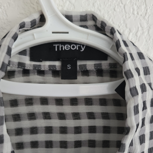Theory Black and White Gingham Women's Shirt - Picture 2 of 4
